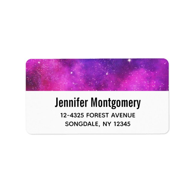 Pink & Purple Space & Stars Faux Galaxy Label (Front)
