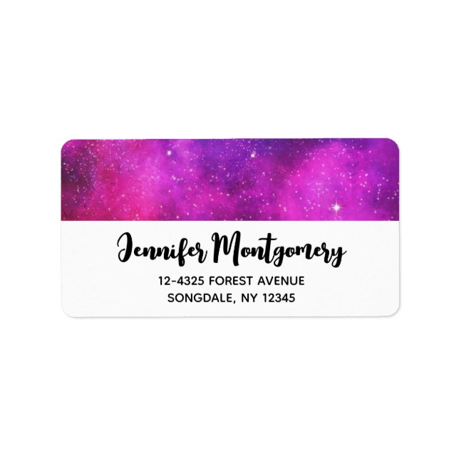 Pink & Purple Space & Stars Faux Galaxy Label (Front)