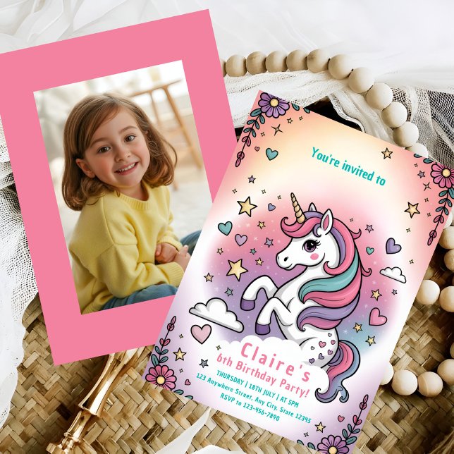 Pink & Purple Sparkle Party Invite for Claire (Creator Uploaded)