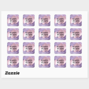 Pink Purple Sparkle Purim Label