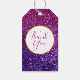 Pink & Purple Sparkling Gemstones Thank You Gift Tags