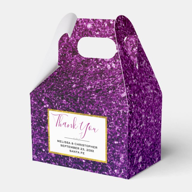 Pink & Purple Sparkling Glitter Gemstones Favour Box (Back Side)