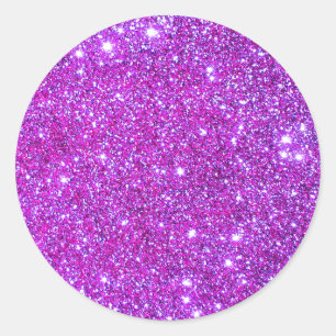 Pink Purple Sparkly Glam Glitter Designer Classic Round Sticker