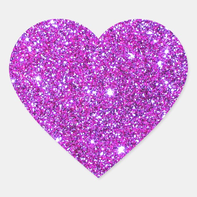 Pink Purple Sparkly Glam Glitter Designer Heart Sticker (Front)