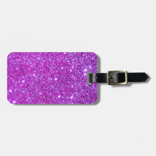Pink Purple Sparkly Glam Glitter Designer Luggage Tag