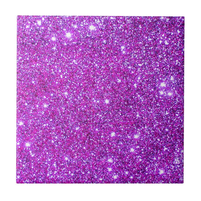 Pink Purple Sparkly Glam Glitter Designer Tile (Front)