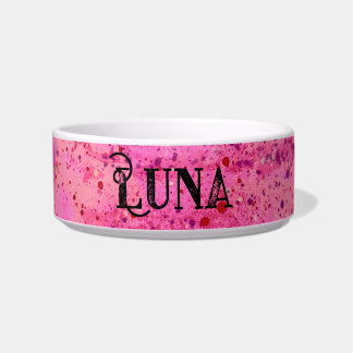 Pink Purple Splatter Abstract Ceramic Pet Bowl