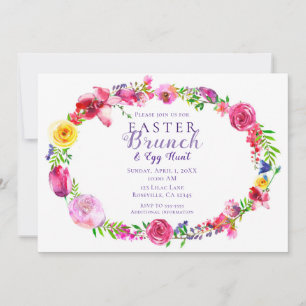 Pink & Purple Spring Flowers Floral Modern Invitation