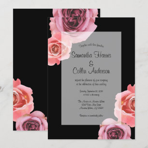 Pink & Purple Spring Roses Wedding Invitation