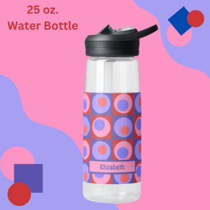 Pink Purple Square Dot Pattern Personalised  Water Bottle
