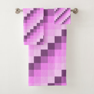 Pink & Purple Squares Bath Towel Set