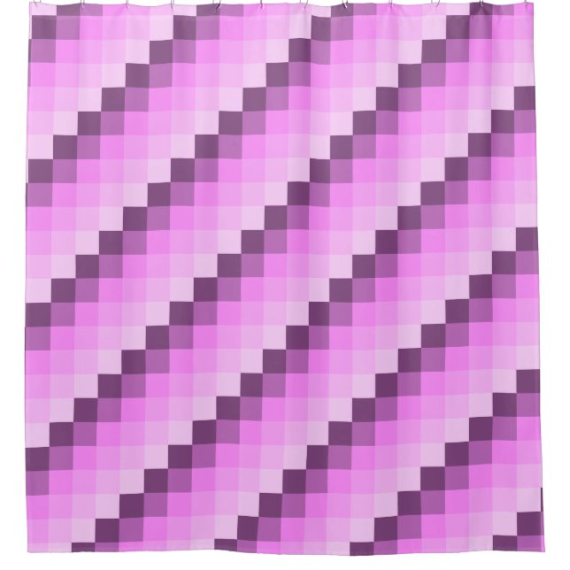 Pink & Purple Squares Shower Curtain (Front)