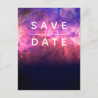 Pink Purple Starry Sky Cosmic Galaxy Save the Date