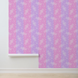 Pink Purple Stripes Dragonfly Dots Baby Girl Wallpaper