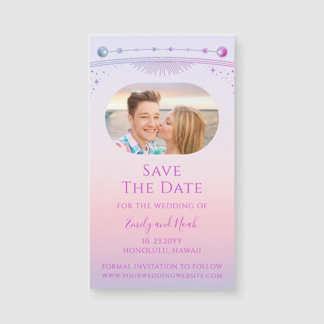 Pink Purple Sun Moon Stars Celestial Wedding (Front)