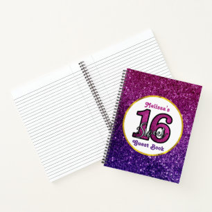 Pink & Purple Sweet 16 Sparkle Glitter Gemstones Notebook