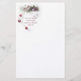 Pink purple sweet peas stationery