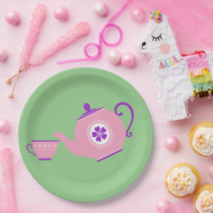 Pink + Purple Tea party Paper Plate