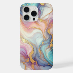 Pink Purple Teal Aqua Blue Gold Marble Art Pattern iPhone 15 Pro Max Case