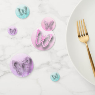 Pink, Purple, Teal Butterflies Party Confetti