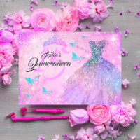Pink Purple Teal Sparkle Dress Quinceanera 