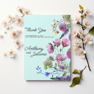 Pink Purple Teal Wildflower Summer Thank You Invitation
