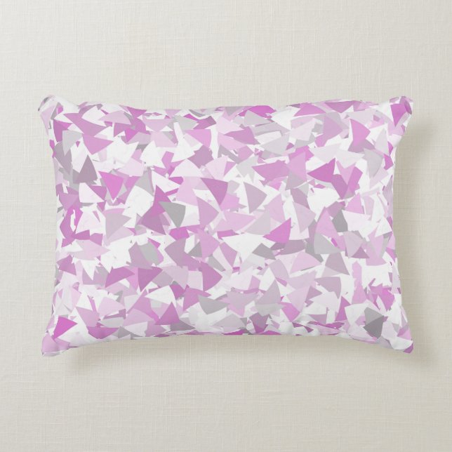 Pink Purple Triangle Pattern Decorative Cushion (Front)