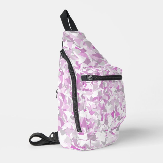 Pink Purple Triangle Pattern Sling Bag (Left Corner)