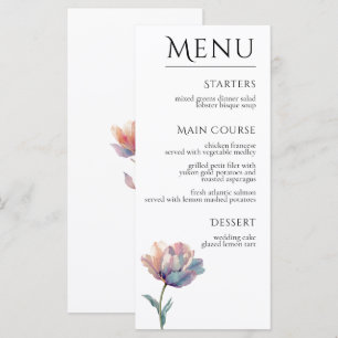 Pink Purple Tulip Elegant Floral Wedding Menu