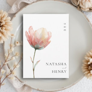 Pink Purple Tulip Flower Watercolor Wedding  Invitation
