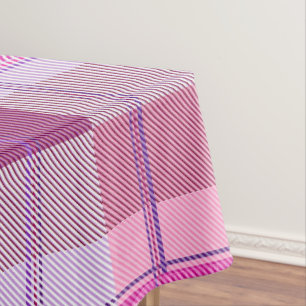 Pink Purple Twill Plaid Tablecloth Party Decor