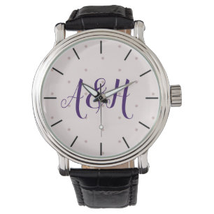 Pink Purple Typography Monogram Girly Modern  Watch