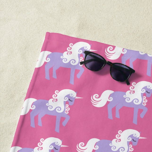 Pink Purple Unicorn   Beach Towel (In Situ)