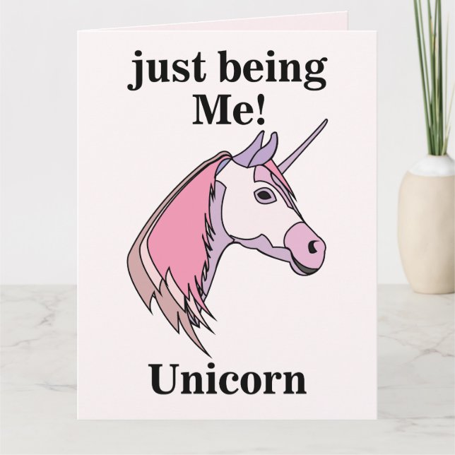 Pink Purple Unicorn Head Card (Front)