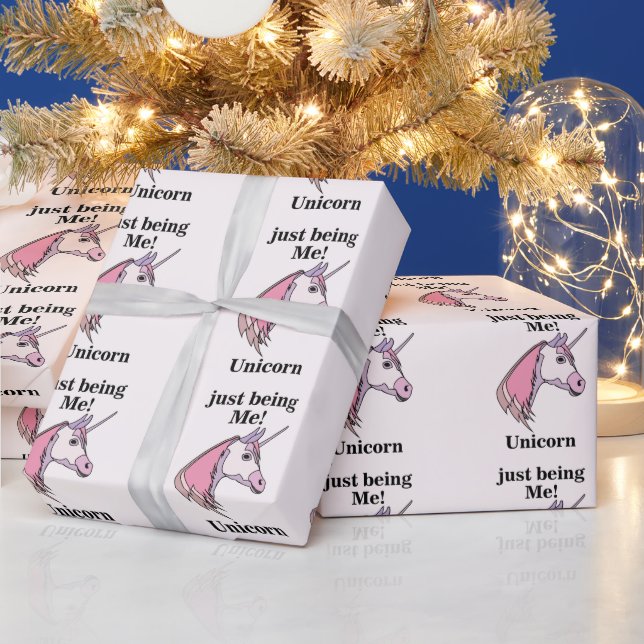 Pink Purple Unicorn Head Wrapping Paper (Holidays)