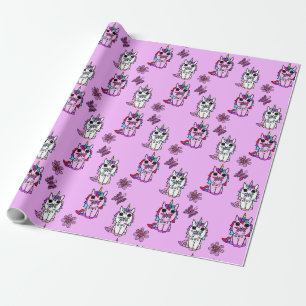 Pink Purple Unicorns Fairy Tale Wrapping Paper