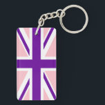 Pink Purple Union Jack Key Ring<br><div class="desc">Pink,  white and purple cross pattern based on the Union Jack.</div>