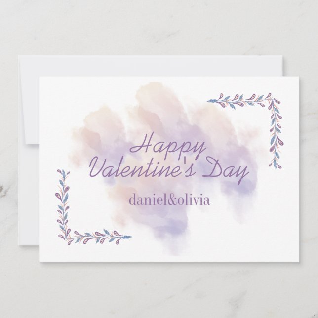 Pink Purple Valentine's Day Thank You Card (Front)