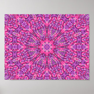 Pink & Purple Vintage Fractal Kaleidoscope Poster