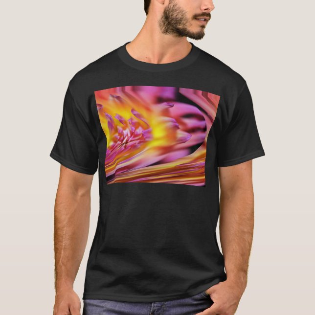 Pink Purple Violet Yellow Abstract Wave Design T-Shirt (Front)