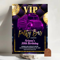 Pink Purple VIP Party Bus Invitation