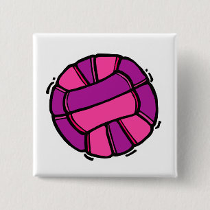 Pink & Purple Volleyball 15 Cm Square Badge