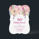 Pink Purple Watercolor Floral 90th Birthday Brunch Invitation<br><div class="desc">Soft Blush Pink Purple Watercolor Floral 90th Birthday Brunch Invitation
This pink watercolor floral invitation is perfect for your special celebration. This design features a white background accented with a watercolor floral arrangement and custom typography. Add your information to complete the look.</div>