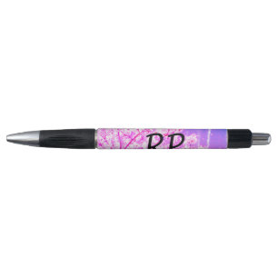 Pink purple watercolor floral add monogram title