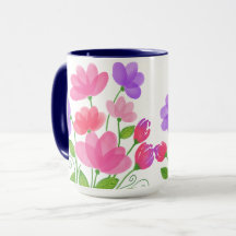 Pink Purple Watercolor Floral Mug