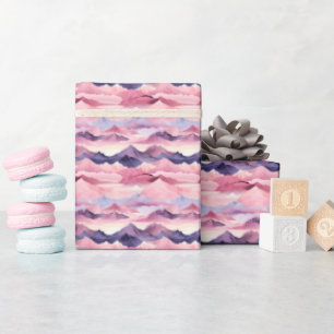 Pink & Purple Watercolor Mountain Landscape Wrapping Paper