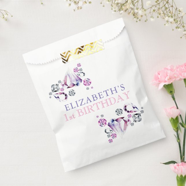 Pink Purple Watercolor She's a Gem Birthday  Favour Bags (Sealed)