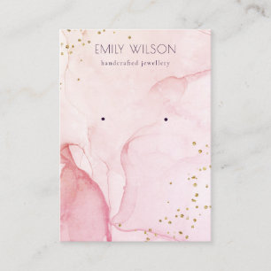 Pink Purple Watercolor Stud Earring Display Business Card