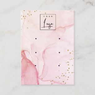 Pink Purple Watercolor Texture 3 Earring Display Business Card