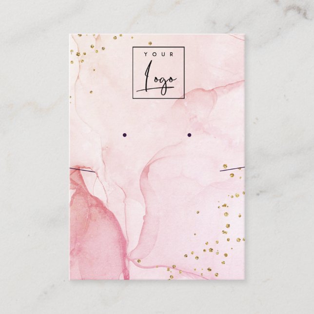 Pink Purple Watercolor Texture Earring Necklace Business Card (Front)